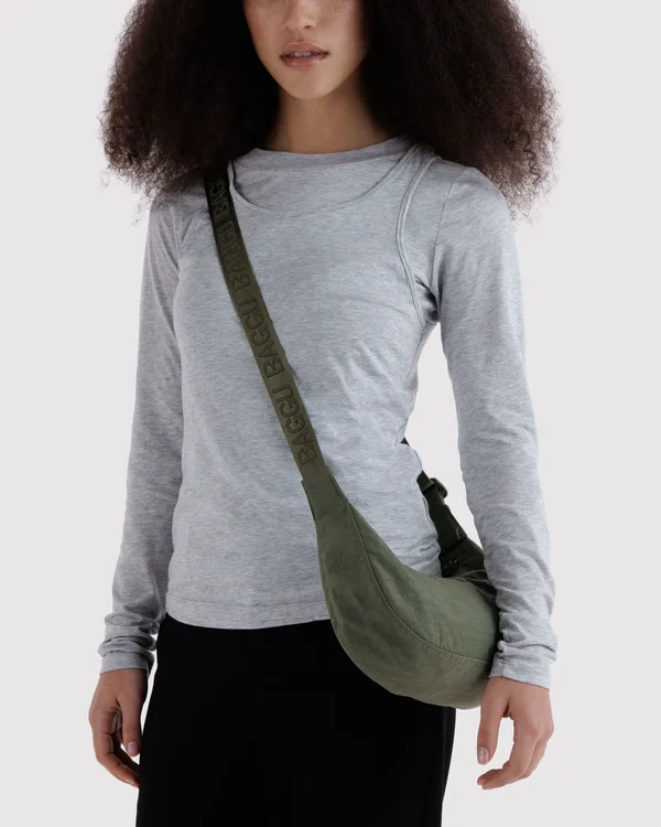Small Nylon Crescent Bag - Caper - Size: OS