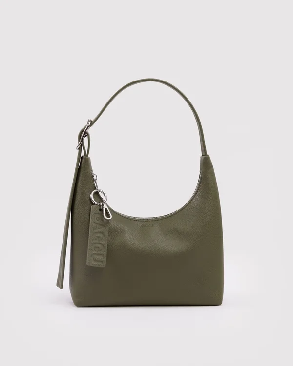 Mini Recycled Leather Shoulder Bag - Loden