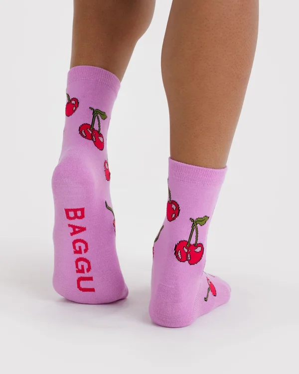Crew Sock - Cherries - Material: organic-cotton