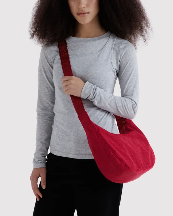 Medium Nylon Crescent Bag - Cherry - Size: OS