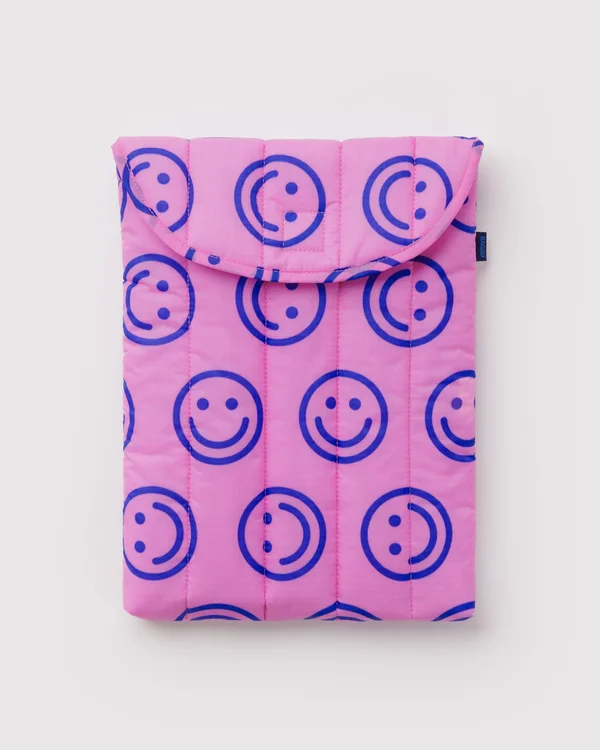Puffy Laptop Sleeve 13"/14" - Pop Pink Happy