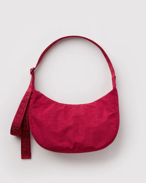 Medium Nylon Crescent Bag - Cherry - Size: OS