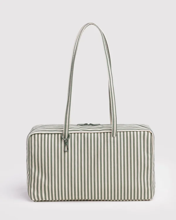 Medium Nylon Bowler Bag - Sage Stripe - Size: OS