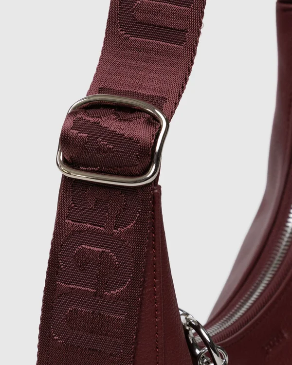 Small Recycled Leather Crescent Bag - Mahogany