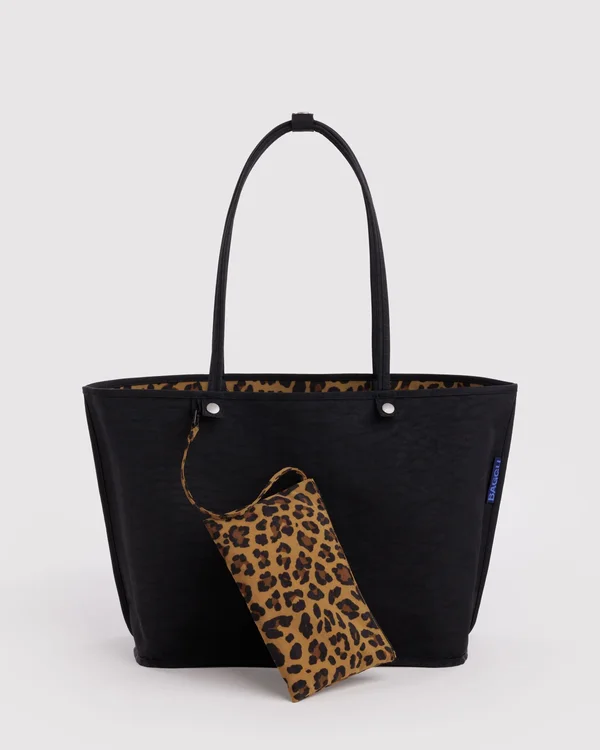 Large Nylon Reversible Tote - Leopard Mix - Material: heavyweight-nylon