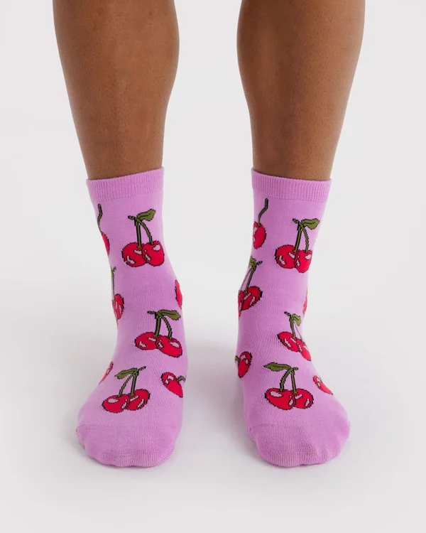 Crew Sock - Cherries - Material: organic-cotton