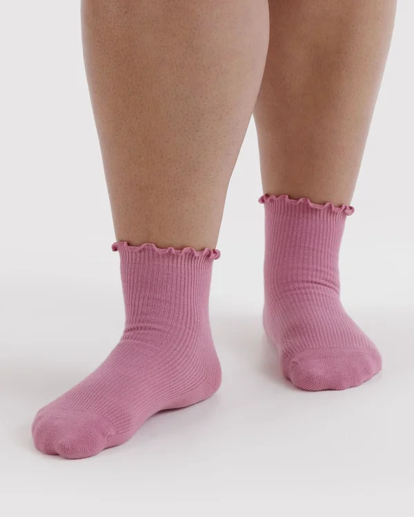 Lettuce Edge Sock Set of 2 - Wild Plum & Cherry - Size: OS
