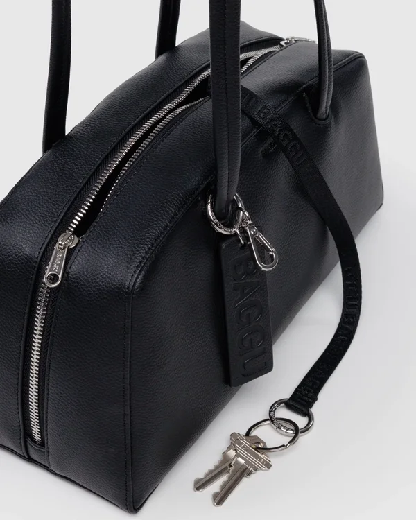 Recycled Leather Bowler Bag - Black - Size: OS
